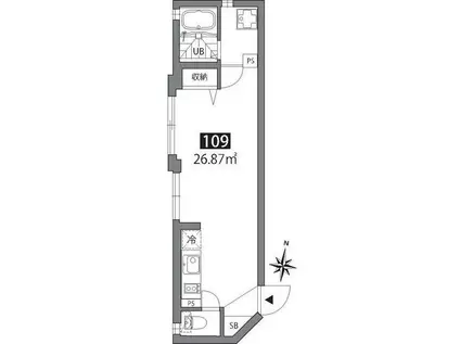 グランアセット赤堤(ワンルーム/1階)の間取り写真