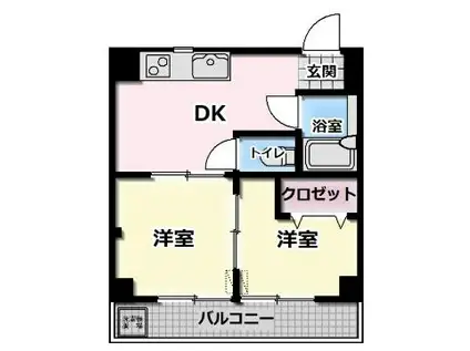 オリーブコート三吉2(2K/2階)の間取り写真