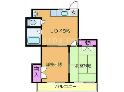 ピュアコート清風(2LDK/3階)の間取り写真