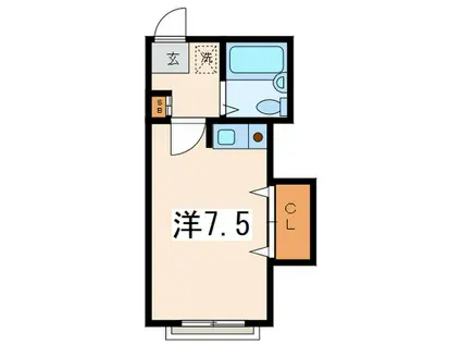 ヴァイルヘンハイム(ワンルーム/2階)の間取り写真