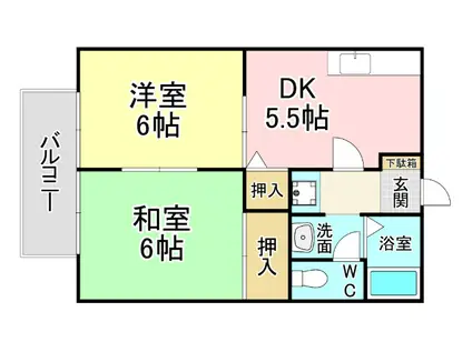 IT丸町(2DK/2階)の間取り写真