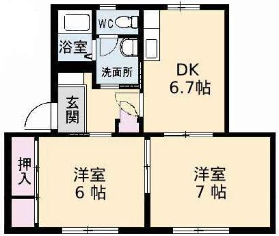 TOTORO(2DK/2階)の間取り写真