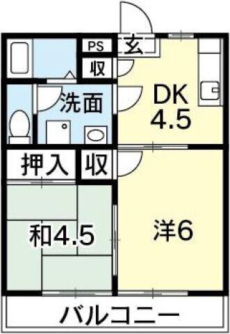 松風コーポ(2DK/3階)の間取り写真