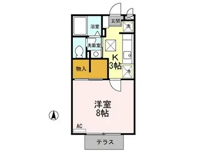 ル クレール ブランA(1K/1階)の間取り写真