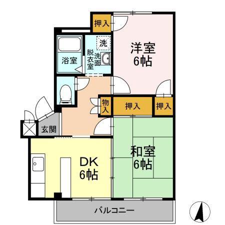 メゾンイナバ A(2DK/1階)の間取り写真