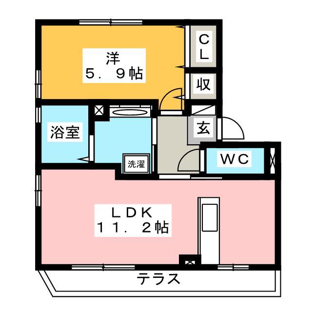 マルモカオンB棟(1LDK/1階)の間取り写真