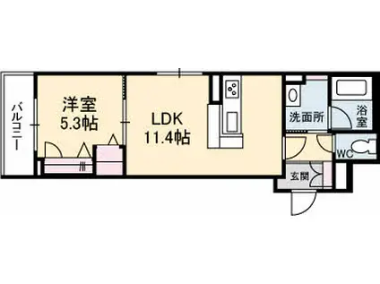 CASA PROSPERA(1LDK/2階)の間取り写真