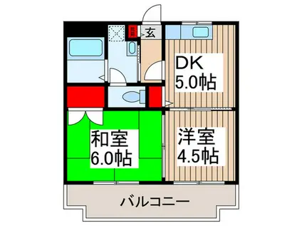 グリーンハイツ6(2DK/2階)の間取り写真