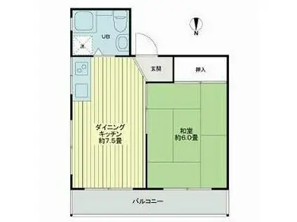 江ノ島シーサイドマンション(1DK/3階)の間取り写真