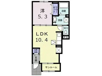 アバンツァート 4番館(1LDK/1階)の間取り写真