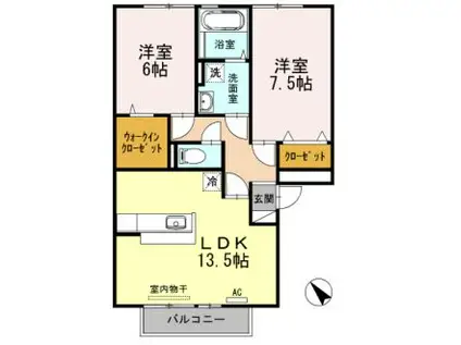 リビングタウン福山東A棟(2LDK/3階)の間取り写真