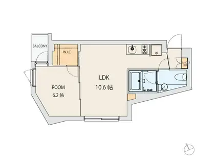 コートモデリア広尾TOKYO(1LDK/3階)の間取り写真