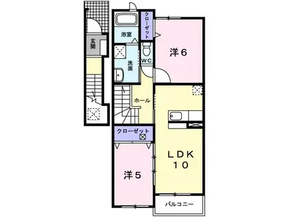 ヴィラ・プリムローズ上力(2LDK/2階)の間取り写真