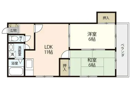メゾンアルカディア(2LDK/4階)の間取り写真