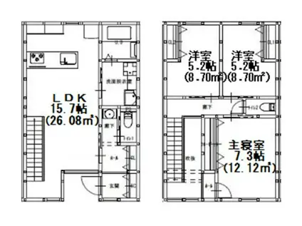 グランメゾンクレスト南蔵王II(3LDK/1階)の間取り写真