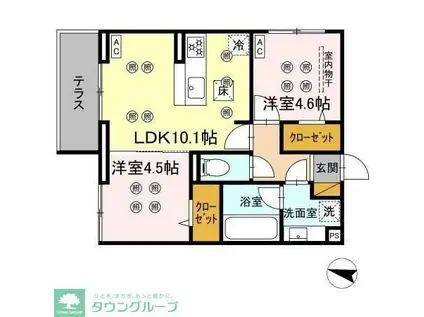 スリーレイヤー柏の葉(2LDK/1階)の間取り写真