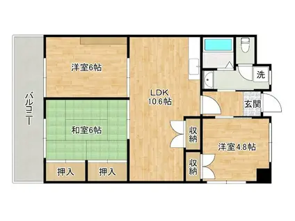 第17共立ビル(2LDK/7階)の間取り写真