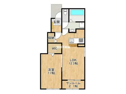 VILLA PIACE IV(1LDK/1階)の間取り写真