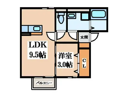 シェソワ四條畷(1LDK/1階)の間取り写真