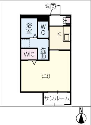 BLUE SKY(1K/2階)の間取り写真