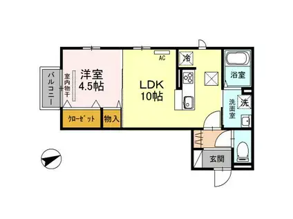 パレッティ(1LDK/1階)の間取り写真