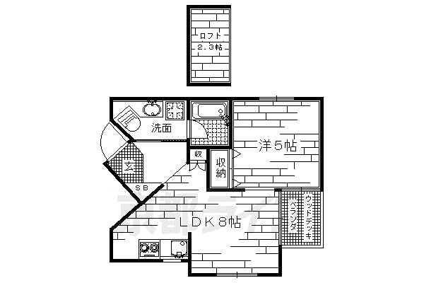 稲荷新風庵(1LDK/2階)の間取り写真