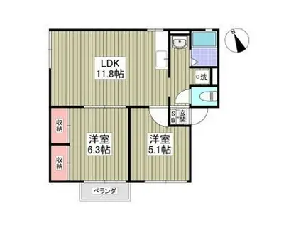 ソファレA(2LDK/2階)の間取り写真