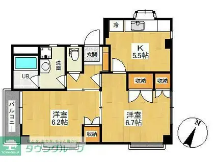 ハウス・ザ・リッター(2K/2階)の間取り写真