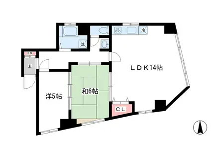 鯉川マンション(2LDK/4階)の間取り写真