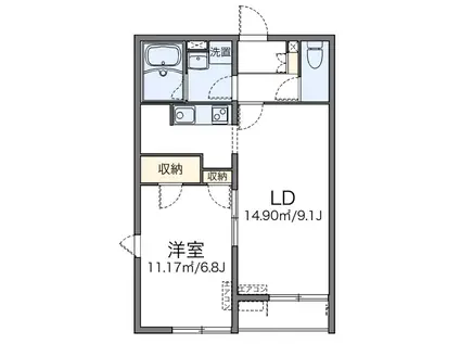 多摩都市モノレール 柴崎体育館駅 徒歩7分 2階建 築13年(1LDK/2階)の間取り写真