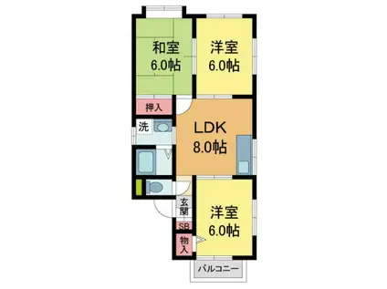 レークサイドIII(3LDK/1階)の間取り写真