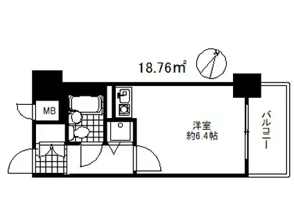 藤和シティホームズ灘(ワンルーム/2階)の間取り写真