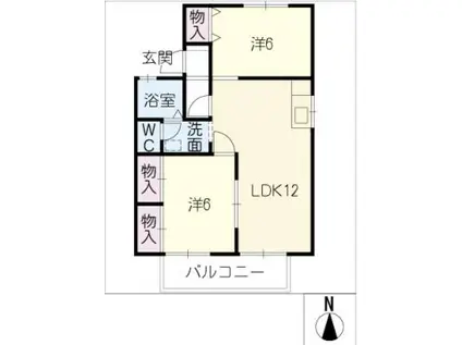 ハートホームいまえだ(2LDK/2階)の間取り写真