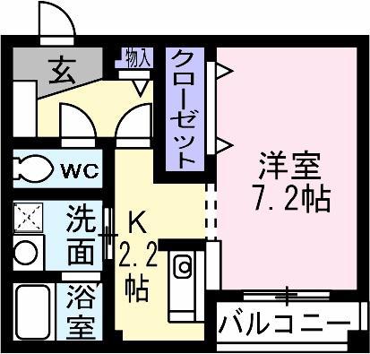 マーベラスKⅡ(ワンルーム/1階)の間取り写真