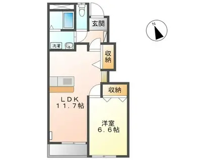 アクトガーデン(1LDK/1階)の間取り写真