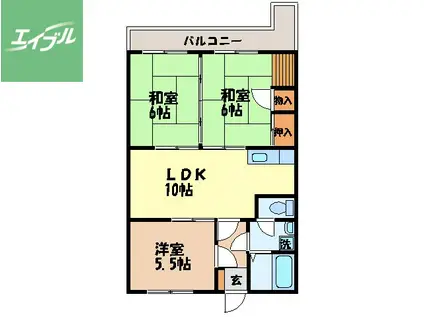 アールグレイマンション岩屋(3LDK/4階)の間取り写真