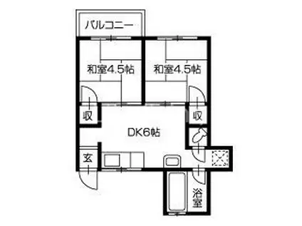 Fコーポ(2DK/1階)の間取り写真