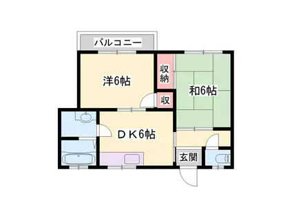 フラット松江(2DK/1階)の間取り写真