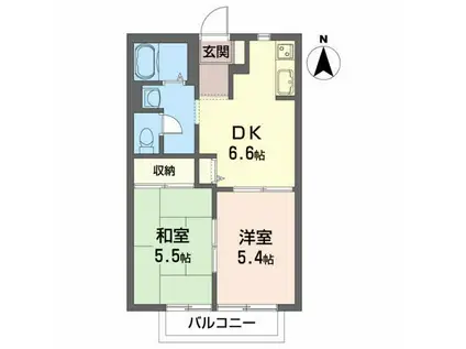 サンクス D(2DK/1階)の間取り写真