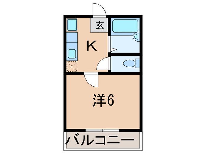 ハミング芦屋(1K/1階)の間取り写真