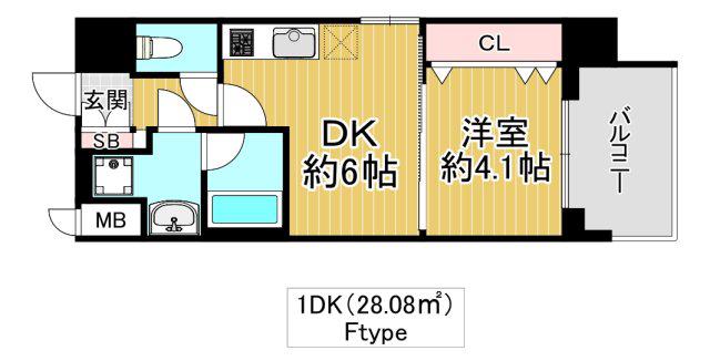 グランカーサ高井田(1DK/10階)の間取り写真