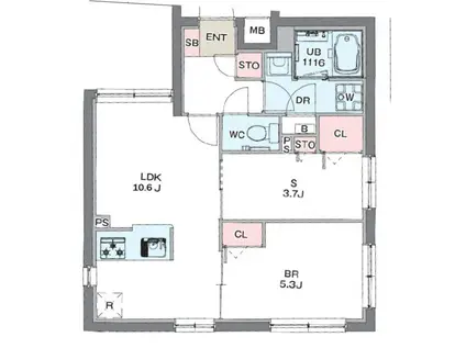 プラティーク品川中延(1SLDK/5階)の間取り写真