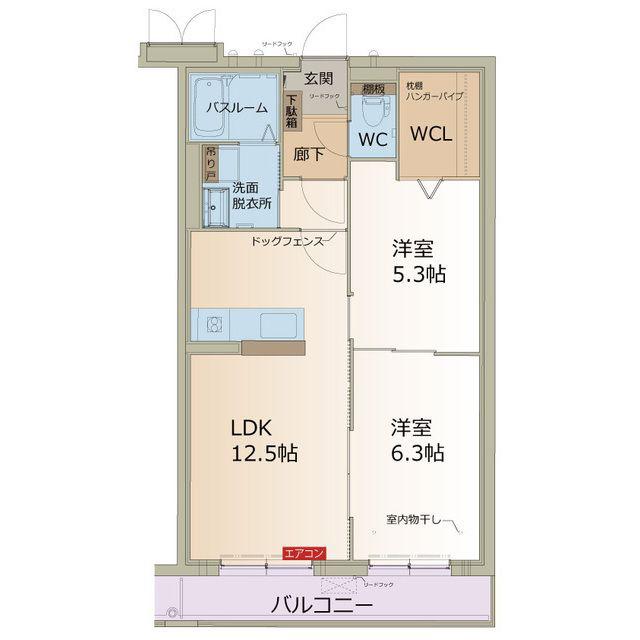 カーサ デルソーレ(2LDK/2階)の間取り写真