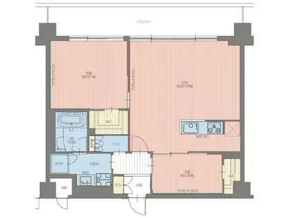 プレジオ宝塚ASIAN(2LDK/2階)の間取り写真