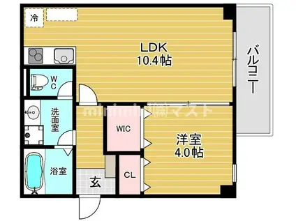 ソリティア鶴見橋(1LDK/2階)の間取り写真