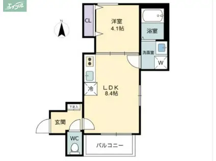 RIVER CITY 西川原(1LDK/1階)の間取り写真