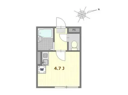 シャンテお花茶屋II(ワンルーム/1階)の間取り写真