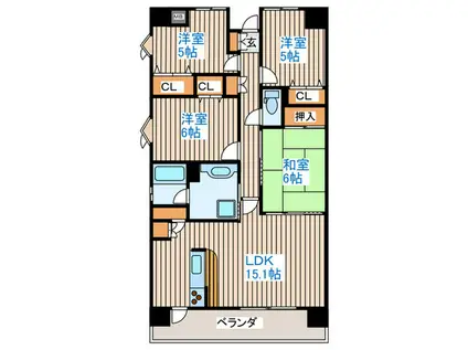 MFPRコート宮町(4LDK/9階)の間取り写真