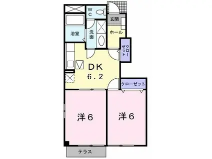 エトワール・バーグB(2DK/1階)の間取り写真