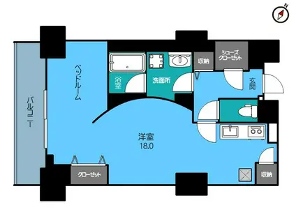 ロイヤルパークスER万代(ワンルーム/17階)の間取り写真